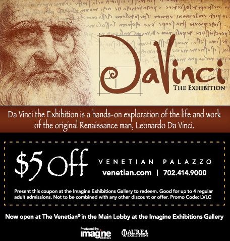 Coupon for $5 Off Admission to 'Da Vinci - The Genius' exhibition at The Venetian in Las Vegas, NV 