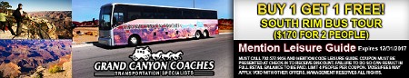 Buy One Get One Free South Rim Grand Canyon Bus Tour coupon with Grand Canyon Coaches