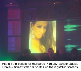 Photo from benefit for murdered 'Fantasy' show dancer Debbie Flores-Narvaez with her photos on the nightclub screen