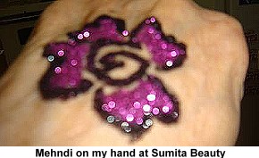 Mehndi on my Hand at Sumita Beauty